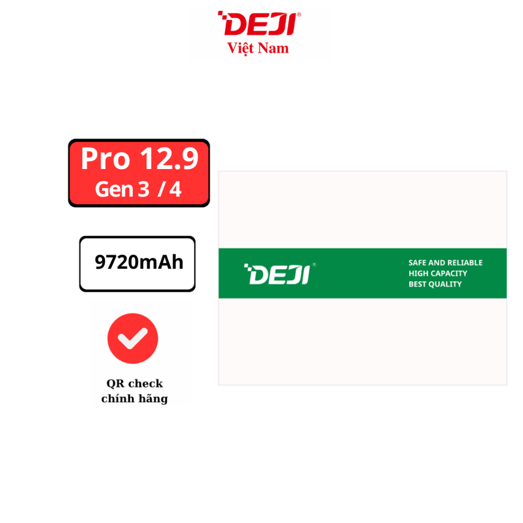 Pin Deji For iPad Pro 12.9 Gen 3/4 (9720mAh) | Model A2043 | A1876 | A1895 | A1983 Bảo Hành 12 Tháng