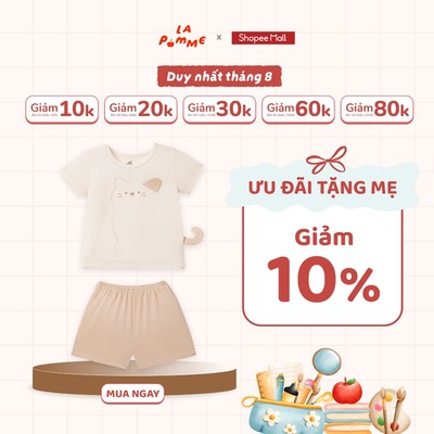 Bộ cộc tay La Pomme xin chào mèo con - Sợi Petit Soyeu thoáng mát - Bé trai - 3M - 3Y