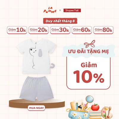 Bộ cộc tay La Pomme bạn cún tai dài - Sợi Petit Soyeu thoáng mát - Bé trai - 3M - 3Y