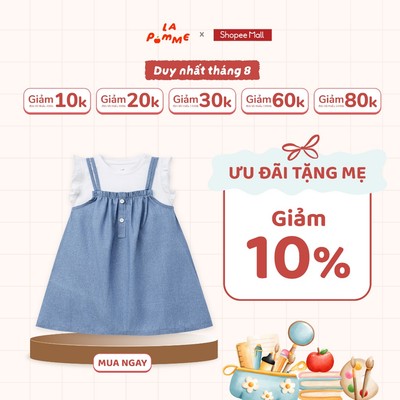 Đầm La Pomme bèo nhún tiểu thư ngọt ngào - Sợi Natural Cotton thoáng mát - Bé gái - 9M - 5Y