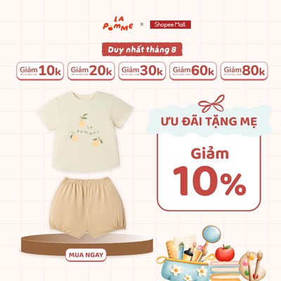 Bộ cộc tay La Pomme vườn ươm trái ngọt - Sợi Natural Cotton thoáng mát - Bé gái - 6M - 3Y