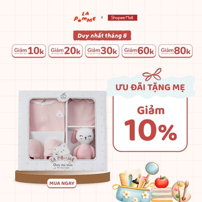 Set quà tặng sơ sinh La Pomme thỏ điệu - Bộ quần áo rời - 0M Hồng