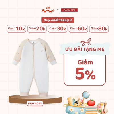 Body dài tay La Pomme giấc mơ bồng bềnh của voi con - Sợi Petit Soyeu thoáng mát - Bé trai/gái - NB - 3M
