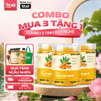 Combo 3 Hũ Tinh Bột Nghệ Đỏ Hưng Yên Lạc Yên Foods 500gr Kèm Quà Tặng Mật Ong Và Túi Vải Cao Cấp