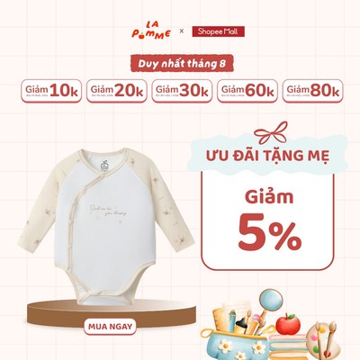 Body chip dài tay La Pomme giấc mơ bồng bềnh của voi con - Sợi Petit Soyeu thoáng mát - Bé trai/gái - NB - 3M