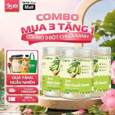 Combo 3 Hũ Bột Chuối Xanh Lạc Yên Foods 500gr Kèm Quà Tặng