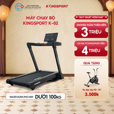 CHỈ GIAO MIỀN BẮC | Máy chạy bộ KINGSPORT Vision Plus K-02 nâng dốc tự động 32%, tốc độ tối đa 18,8km/h
