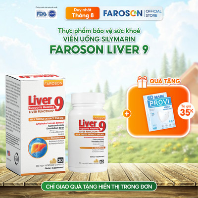 TPBVSK Bổ Gan Silymarin Faroson Liver 9​ Hỗ Trợ Bảo Vệ Gan Thải Độc Gan hộp 30 Viên