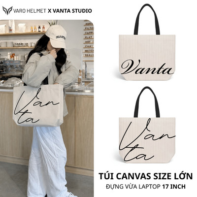 Túi Tote Canvas Form Lớn Có Khóa Kéo Đựng Laptop 17.3 Inch Vải Dày Size 49x45x9cm