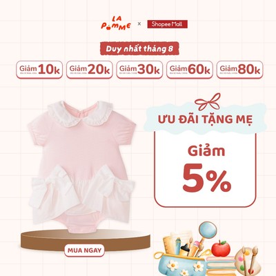 Body cộc tay La Pomme Deluxe áng mây bồng bềnh - Sợi Bamboo Cotton mềm mại - Bé gái - 3M - 9M