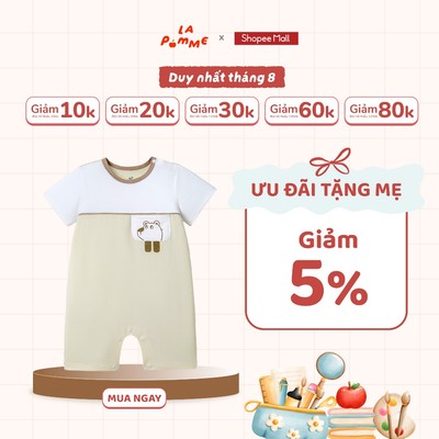 Body cộc tay La Pomme xin chào gấu trắng - Sợi Natural Cotton thoáng mát - Bé trai - 3M - 12M