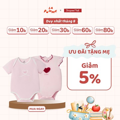 Set 2 Body chip cộc tay La Pomme yêu thương dịu dàng - Sợi Petit Soyeu thoáng mát - Bé gái - 0M - 9M