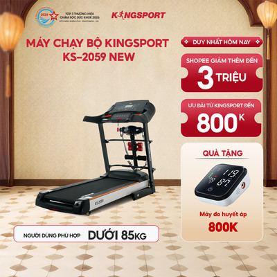 Máy chạy bộ KINGSPORT KS-2059 Đa năng Giảm Xóc Bằng Lò Xo, 12 Chương Trình Luyện Tập