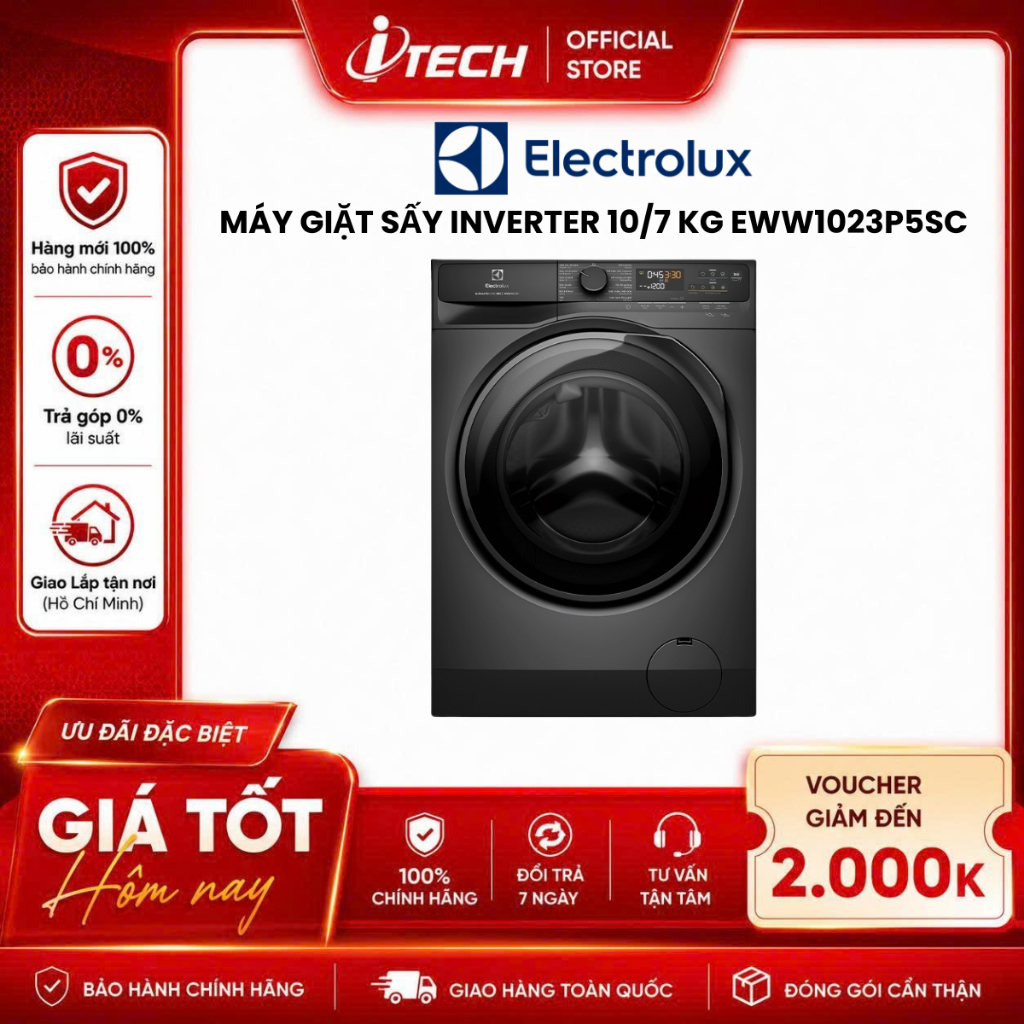 Máy giặt sấy Electrolux UltimateCare 500 Inverter giặt 10 kg sấy 7 kg EWW1023P5SC - Hàng chính hãng