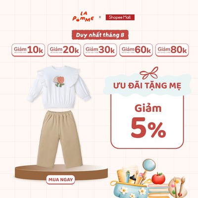 Bộ dài tay La Pomme bèo nhún những bông hoa yêu kiều - Sợi Natural Cotton thoáng mát - Bé gái - 12M - 5Y