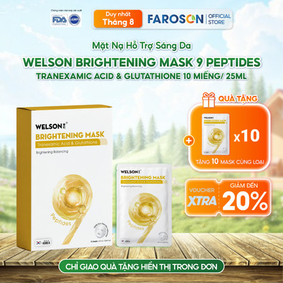 [M1T1] [HỘP] Mặt Nạ Hỗ Trợ Sáng Da WELSON Brightening Mask 9 Peptides - Glutathione 10 miếng/ 25ml