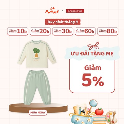Bộ dài tay La Pomme vườn cây reo mừng nắng mới - Sợi Natural Cotton thoáng mát - Bé trai - 6M - 5Y