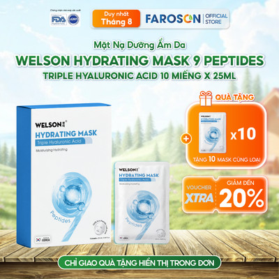 [M1T1] [HỘP] Mặt Nạ Dưỡng Ẩm Da Welson Hydrating Mask 9 Peptides - Triple Hyaluronic Acid 10 miếng x 25ml