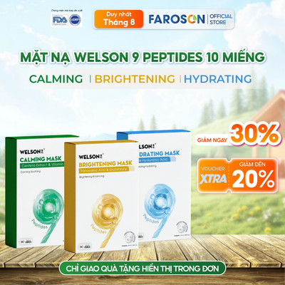 [HỘP] Mặt Nạ Phục Hồi, Dưỡng Sáng, Cấp Ẩm Đa Tầng Welson 9 Peptides 1 hộp x 10 miếng x 25ml