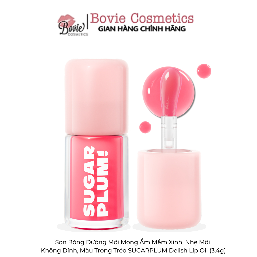 Son Bóng Dưỡng Môi Ofelia Mọng Ẩm Mềm Xinh, Nhẹ Môi Không Dính, Màu Trong Trẻo SUGARPLUM Delish Lip 