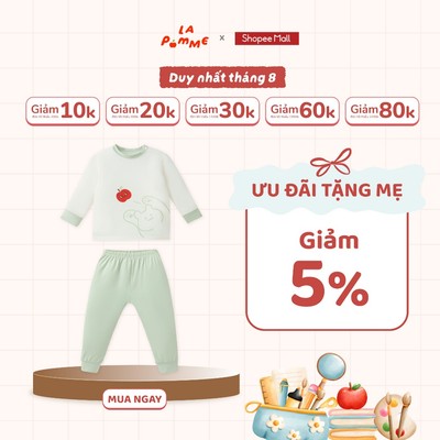 Bộ dài tay La Pomme hái trái táo đỏ thơm - Sợi Petit Soyeu thoáng mát - Bé trai- 6M - 5Y