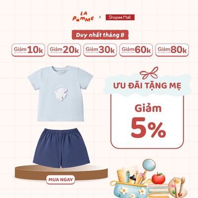Bộ cộc tay La Pomme cánh chim chao liệng - Sợi Natural Cotton thoáng mát - Bé trai - 6M - 5Y