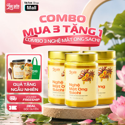 Combo 3 Hũ Nghệ Mật Ong Sachi 450g Lạc Yên Foods, Tặng 1 Hũ Nghệ Mật Ong 120gr