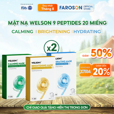 [GIẢM 50%] [2 HỘP] Mặt Nạ Phục Hồi, Dưỡng Sáng, Cấp Ẩm Đa Tầng Welson 9 Peptides 2H x 10 miếng/ 25ml