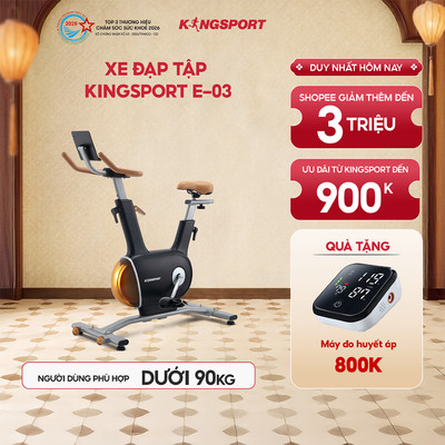 Xe đạp tập KINGSPORT Creative E-03 Black bánh đà kép 7kg với 8 cấp độ kháng lực