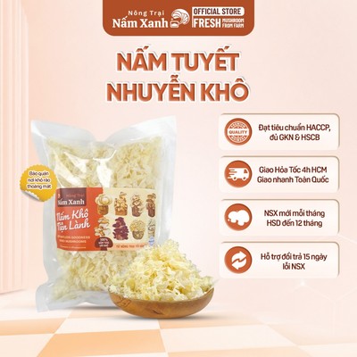 Nấm Tuyết (Ngân Nhĩ) CẮT VỤN Sấy Khô Túi 50gr 100gr 200gr Siêu Tiện Lợi - Nông Trại Nấm Xanh