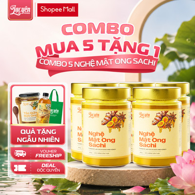 Combo 5 Hũ Nghệ Mật Ong Sachi 450GR Lạc Yên Foods Tinh Bột Nghệ Đỏ Hưng Yên Và Mật Ong