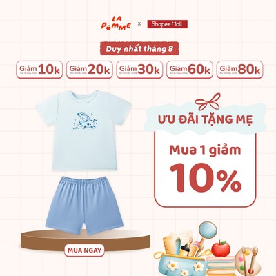 Bộ cộc tay La Pomme phối sắc màu - Sợi Petit Soyeu thoáng mát – Bé trai/gái 6M - 5Y