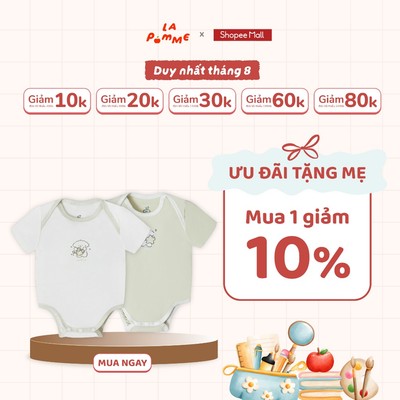 Set 2 Body chip cộc tay Mềm Mịn by La Pomme sắc màu dễ thương - Sợi Petit Soyeu thoáng mát – Bé trai/gái - 0M - 9M