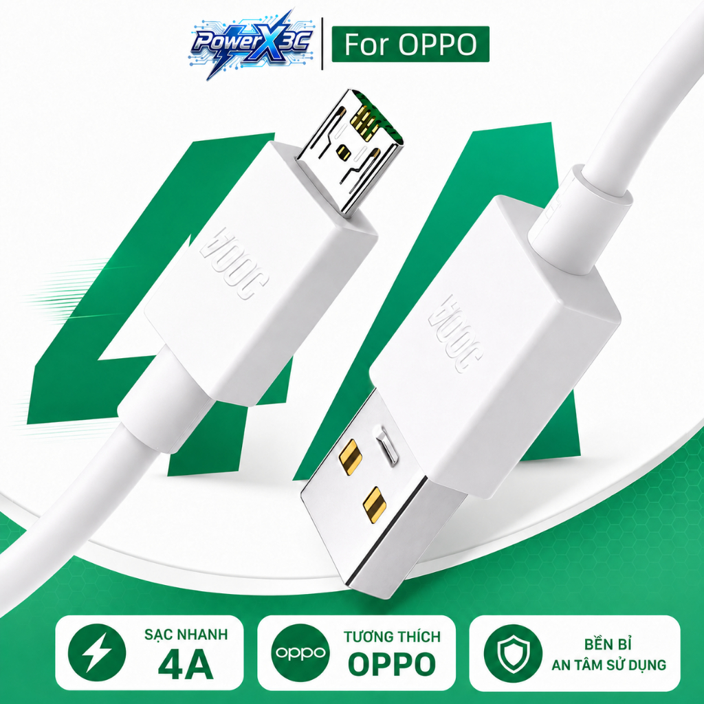 Cáp sạc nhanh SuperVOOC Dart Warp 65W 50W 30W cho OPPO Realme, Type C & Micro 4A 6.5A, bộ chuyển đổi