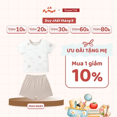 Bộ cộc tay Mềm Mịn by La Pomme người bạn mềm mịn - Sợi Petit Soyeu thoáng mát – Bé trai/gái 6M - 3Y
