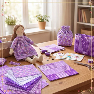 Set vải 7 mảnh khổ 50*50cm nhiều mẫu( set trọng lượng 140g)  vải dệt trơn hoa nhỏ tự làm thủ công