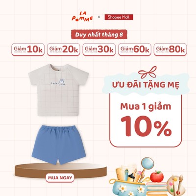 (NÊN TĂNG SIZE) Bộ cộc tay Mềm Mịn by La Pomme vải phối họa tiết cá tính- Sợi Petit Soyeu thoáng mát- Bé trai/gái- 6M-3Y