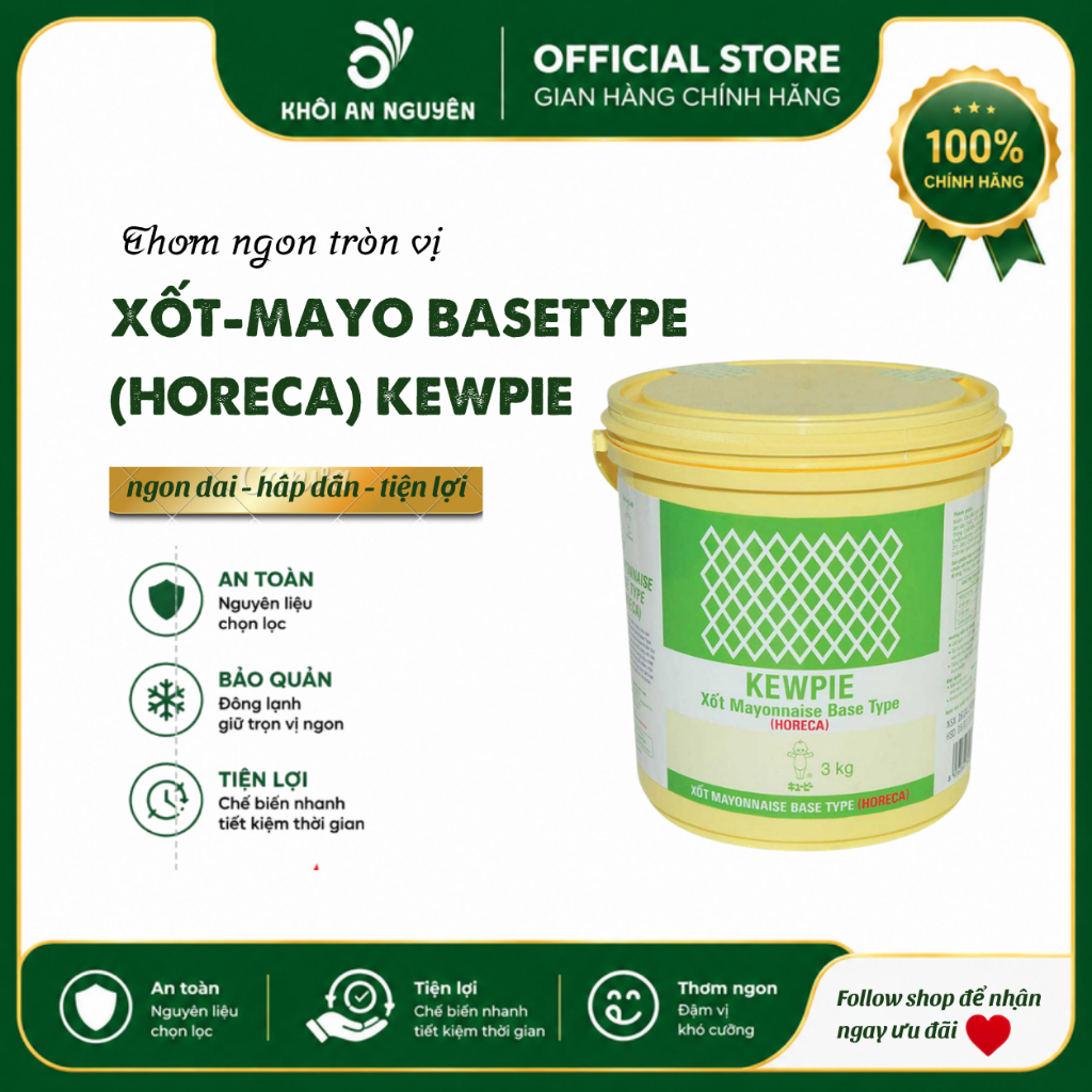 [GIAO HÀNG TOÀN QUỐC] Xốt Mayonnaise Kewpie Base Type HORECA 3KG - Sốt Salad HORECA Shop Khôi An Ngu