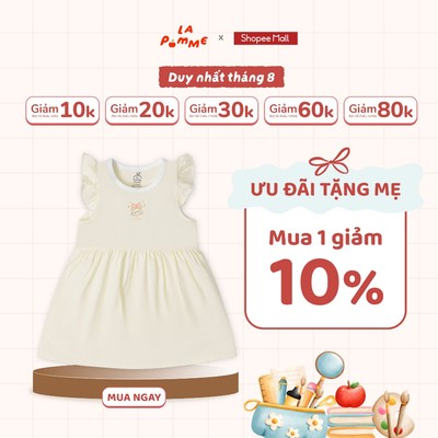 Đầm cộc tay Mềm Mịn by La Pomme sắc màu kẹo ngọt - Sợi Cloud Cotton mềm êm - Bé gái - 9M - 3Y