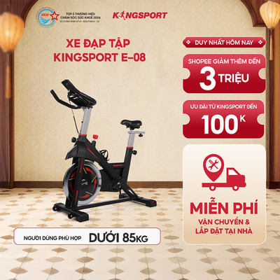 Xe đạp tập KINGSPORT Stronger E-08 bánh đà 6kg, kháng lực từ tính êm ái