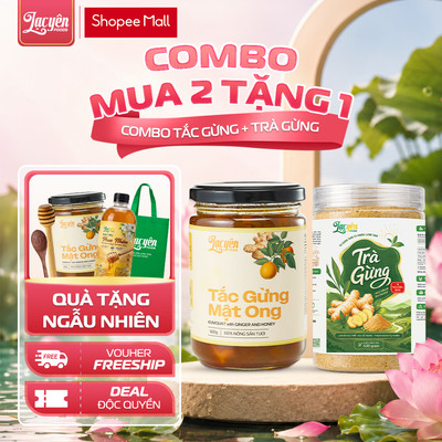 Combo Tắc Gừng + Trà Gừng Lạc Yên Foods Gồm Tắc Gừng Mật Ong 950g + Trà Gừng 500g, Tặng Tắc 300g