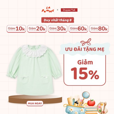 Đầm dài tay La Pomme tiểu thư bé nhỏ - Sợi Bamboo mềm mát – Bé gái 6M - 18M