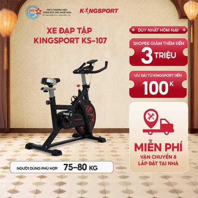 Xe đạp tập KINGSPORT KS-107 khung sườn chắc chắn, chuyển động êm ái, kháng lực mạnh mẽ