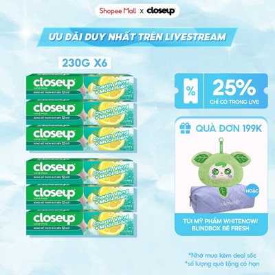 [Live] Bộ 6 Kem Đánh Răng Closeup Làm Trắng Răng Tự Nhiên SAU 2 TUẦN 230g