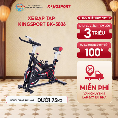 [KOL - CHỈ GIAO MIỀN BẮC] Xe đạp tập KINGSPORT BK-5806 bánh đà 6kg khả năng kháng lực cao, đồng hồ thông minh