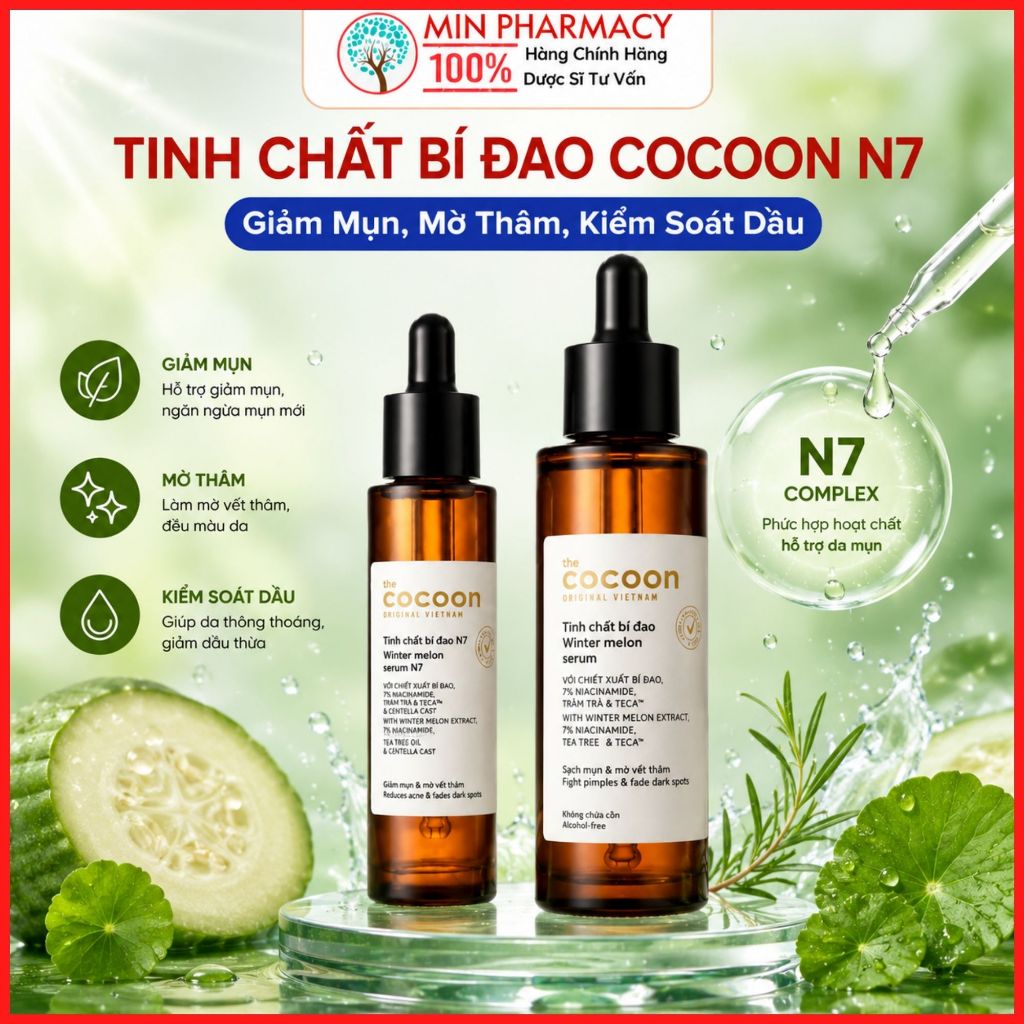 Tinh Chất Bí Đao Cocoon N7 – Giảm Mụn, Mờ Thâm, Kiểm Soát Dầu