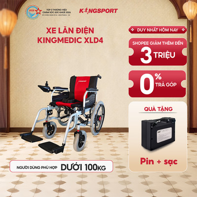 [CHỈ GIAO MIỀN NAM - TẶNG KÈM PIN, SẠC] Xe lăn điện KINGSPORT KINGMEDIC XLD4 tải trọng đến 120kg