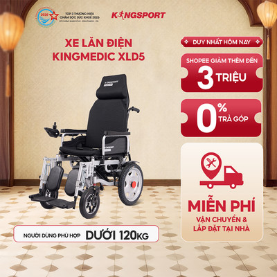 [TẶNG KÈM PIN, SẠC] Xe lăn điện KINGSPORT KINGMEDIC XLD5 tải trọng đến 120kg