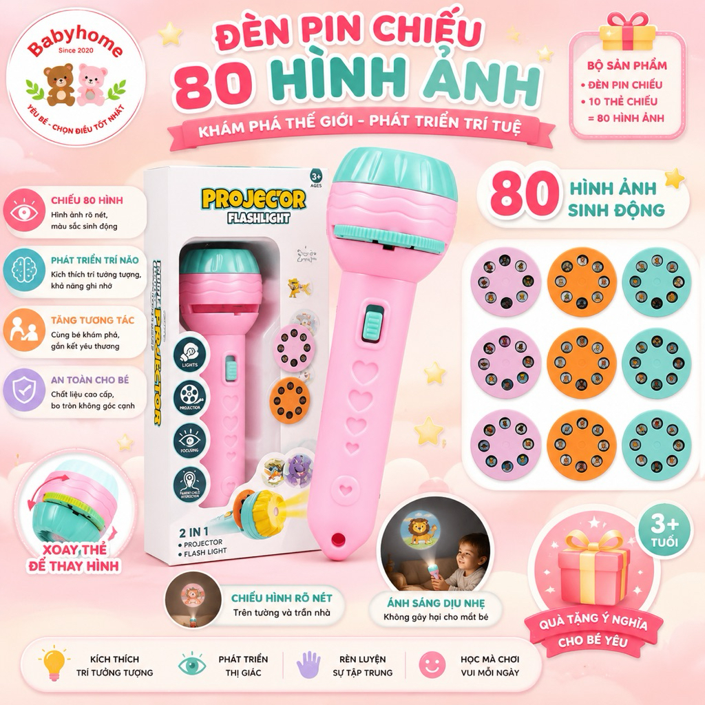 Đèn pin chiếu 80 hình ảnh cho bé thoả thích _babyhome