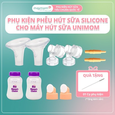 Bộ Phụ Kiện Máy Hút Sữa Unimom Dùng Phễu Silicon, Thương Hiệu Maymom và Mama's Choice, Hút Sữa Êm Ái và Hiệu Quả